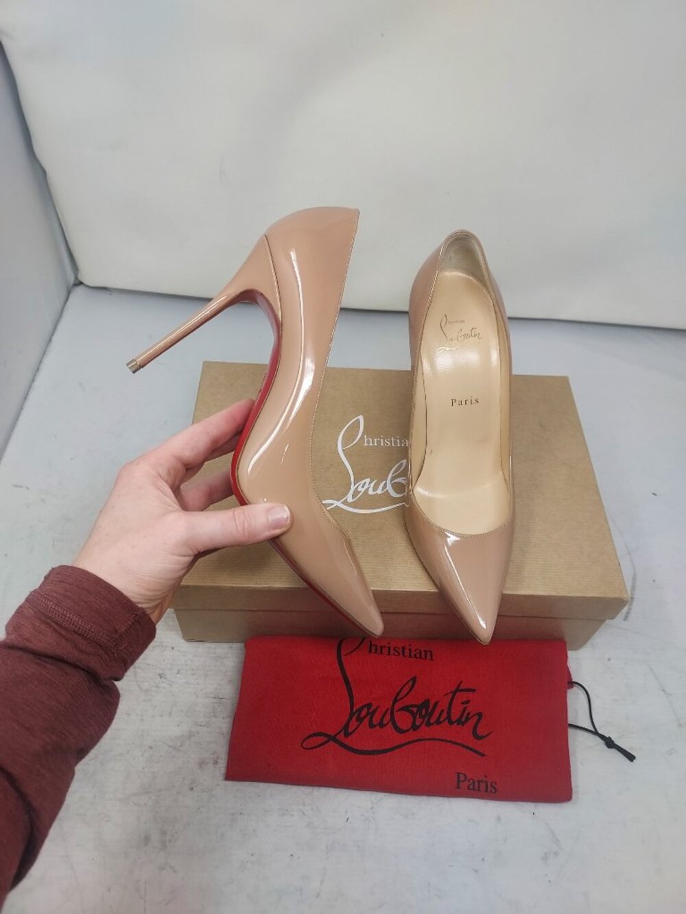 Christian Louboutin Kate Nude Patent Heel Pump